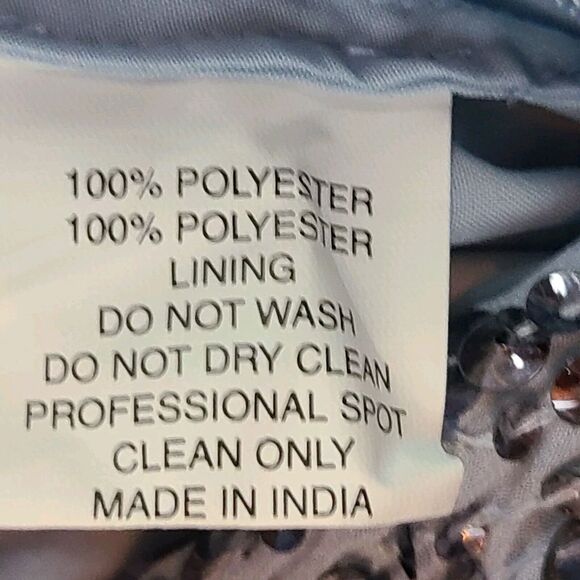 MAC DUGGAL 10839 Slate Blue Sequined Sleeveless Embellished Neckline Gown (12) - Picture 9 of 12